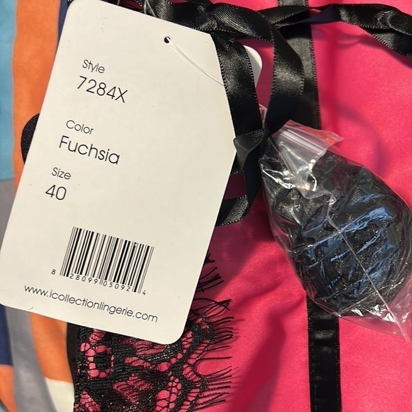 iCollection Lingerie Corset And Panty Set New 40 Fuchsia - Picture 5 of 5